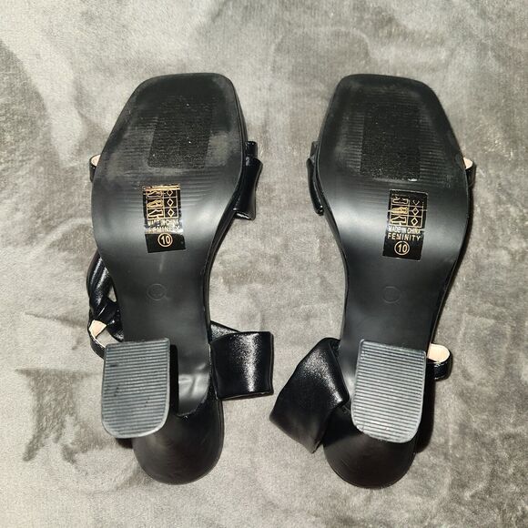 NWOB MATA Black Open Square Toe Abstract Block Heel Shoes WOMEN Size 10 - Picture 6 of 8